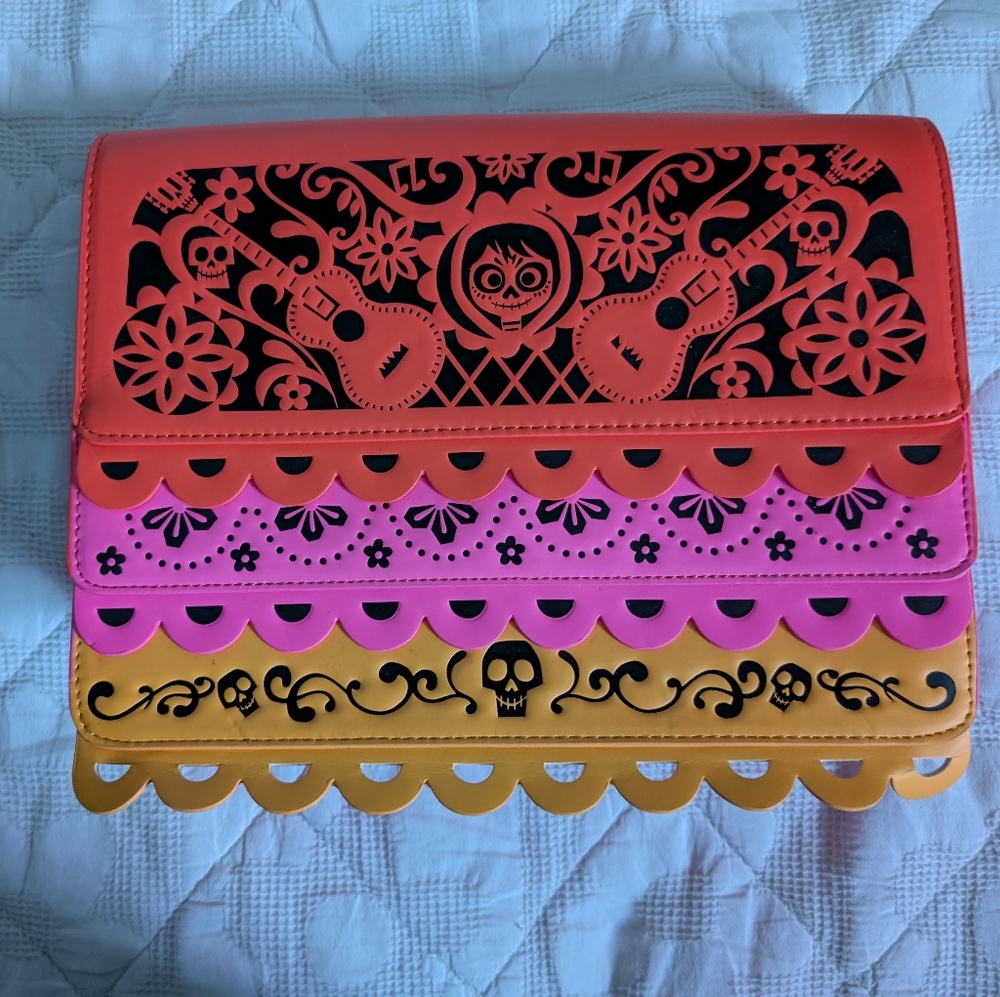 Loungefly Orange and Pink Crossbody Bags with Intricate Designs